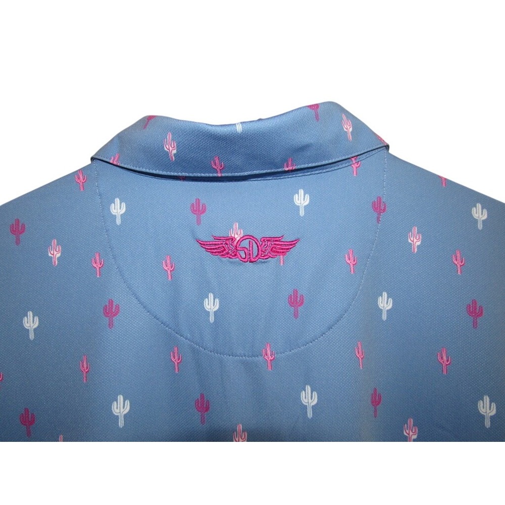 Straight Down Mens Performance Golf Polo Blue Cactus Print True Blue Golf Club M - Picture 4 of 6